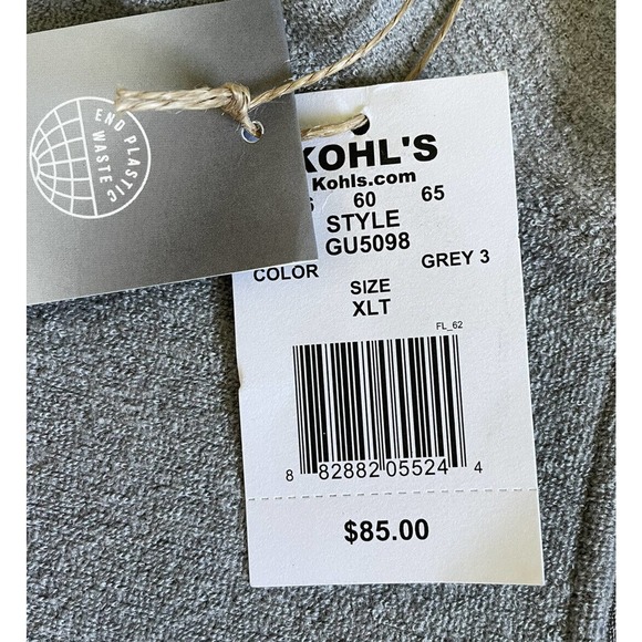 Adidas Mens XL Tall Gray Jacket 1/4 Zipper Terrycloth Mid weight NWT N7 - Picture 7 of 10